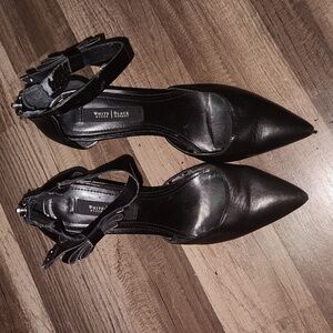 White House Black Market Black Ankle Wrap Stilettos Size 8